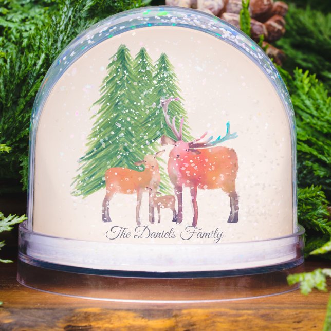 Personalised Christmas Deer Family Snowglobe (Creator Uploaded)