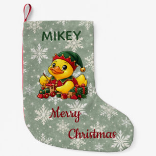 Personalised Christmas Elf Rubber Duck Small Christmas Stocking