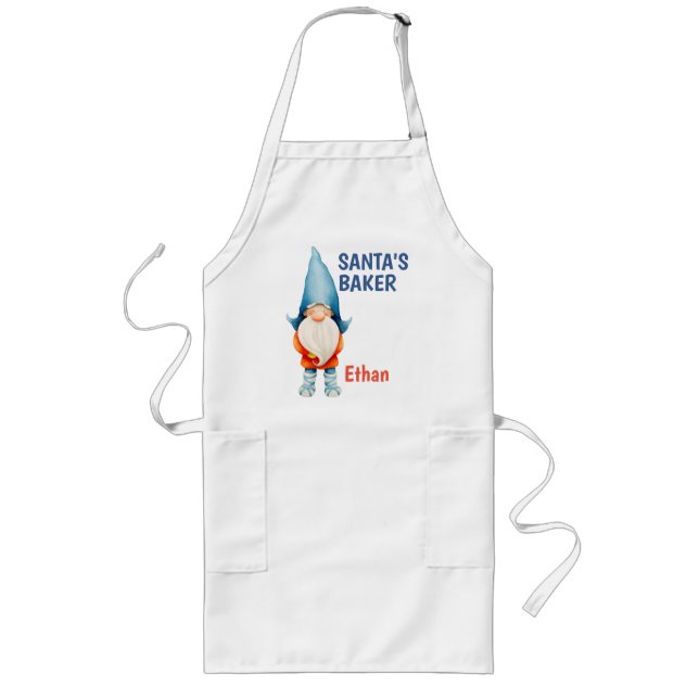 Personalised Christmas Elf, Santa's Baker Apron (Front)