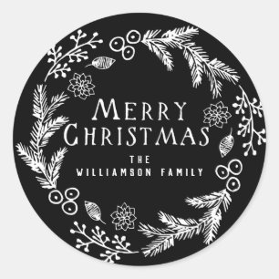 Personalised Christmas Envelope Seal Black White