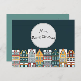 Personalised Christmas Eve Houses  Postcard
