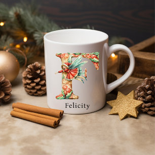 Personalised Christmas Fairy Monogram Initial F Coffee Mug