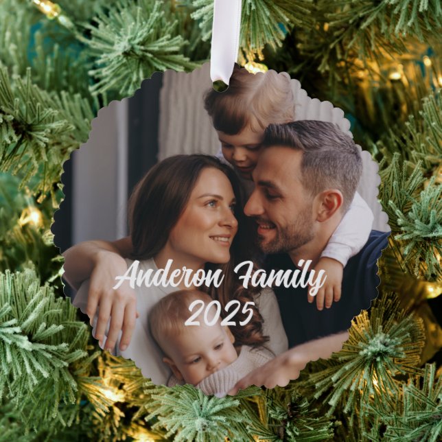 Personalised Christmas Family Custom Photo Text  Tree Decoration Card (Insitu (Tree))