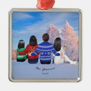 Personalised Christmas Family Mum Dad Daughters Metal Ornament
