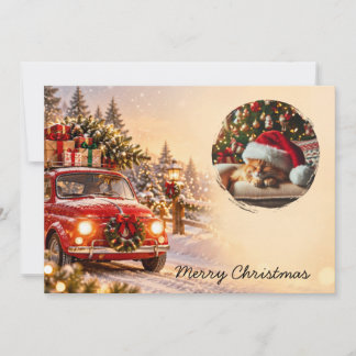 Personalised Christmas Family Name Photo Holiday Card