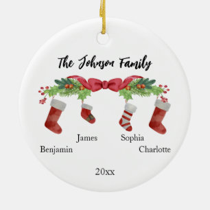 Personalised Christmas Family of 4 With Names 2023 Ceramic Ornament