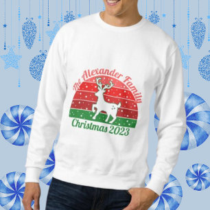 Personalised Christmas Family Retro Snow Reindeer T-Shirt