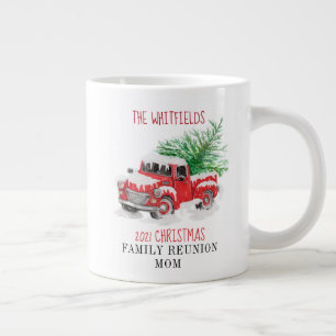 Personalised Christmas Family Reunion Red Truck Large Coffee Mug