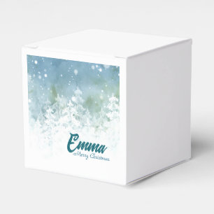 Personalised Christmas Favour boxes - Teal Winter