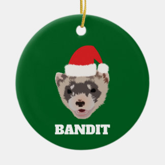 Personalised Christmas Ferret Ceramic Ornament