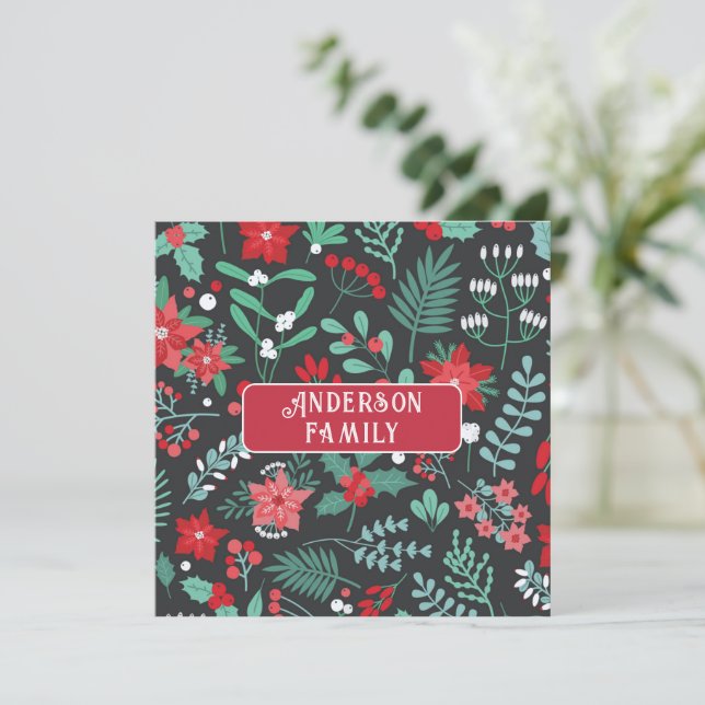 Personalised Christmas flower pattern family name (Standing Front)