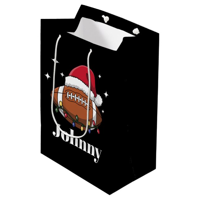 Personalised Christmas Football Winter Sports Team Medium Gift Bag (Front Angled)