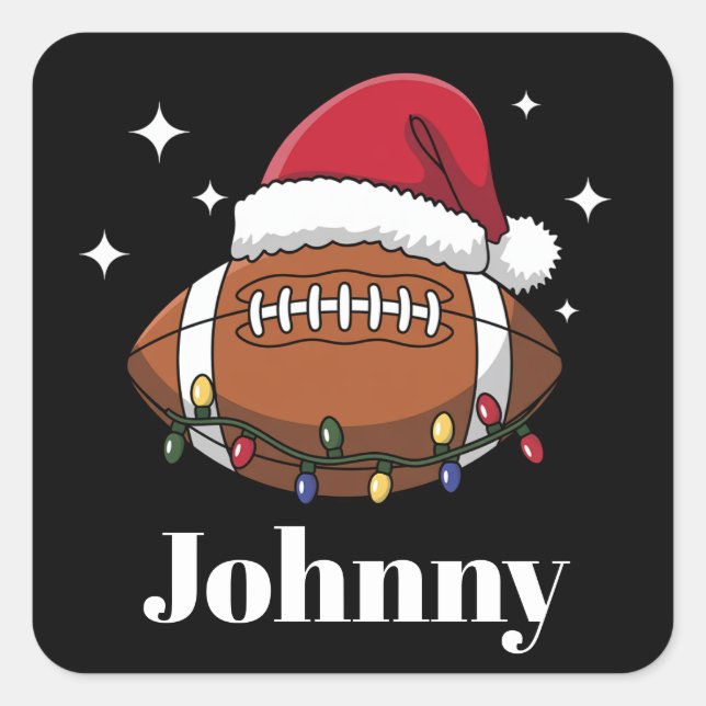 Personalised Christmas Football Winter Sports Team Square Sticker (Front)