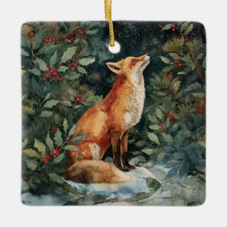 Personalised Christmas Fox Festive Ornament