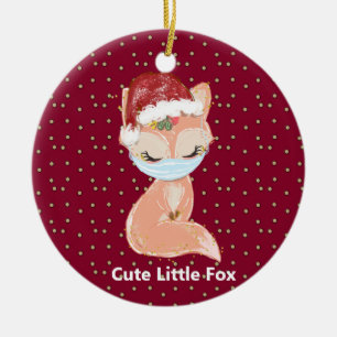 Personalised Christmas Fox Mask Ceramic Ornament