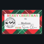 Personalised Christmas From Santa Claus   Rectangular Sticker<br><div class="desc">Personalised Christmas From Santa Claus Rectangle Stickers.  Red and green tartan pattern with Merry Christmas from Santa Claus.  Cute labels for all your Christmas gifts.</div>