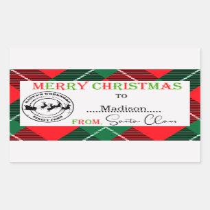 Personalised Christmas From Santa Claus   Rectangular Sticker
