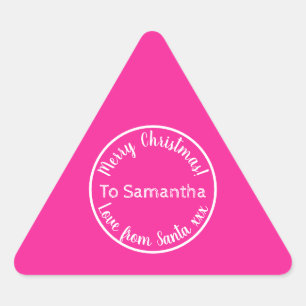 Personalised Christmas from Santa Hot Pink Triangle Sticker