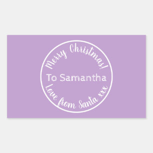 Personalised Christmas from Santa Purple Lilac Rectangular Sticker