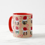Personalised Christmas Funny Photo Santa Hats  Mug<br><div class="desc">A funny family photo coffee mug design with face in hole wearing Santa hats on a kraft brown paper colour background. A cute and humourous Xmas candy design to give your family and friends. Customise the photos and make it your own!</div>