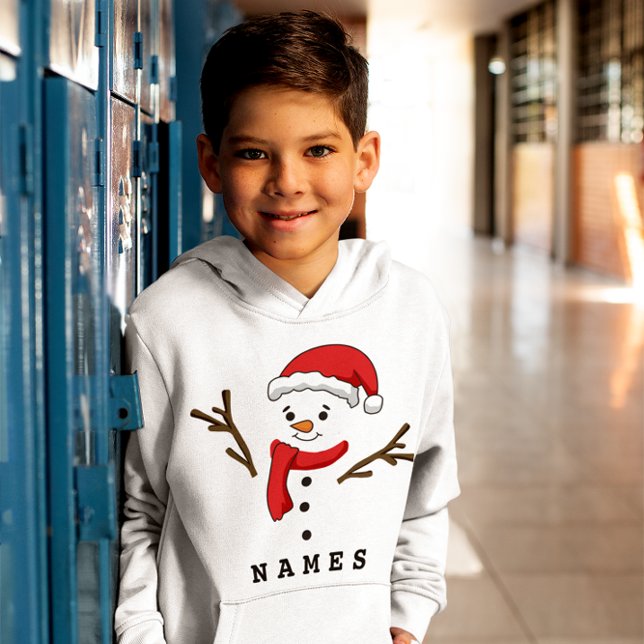 Personalised Christmas Funny Snowman Kid Boy (Personalized Christmas Funny Snowman Kid Boy Hoodie)