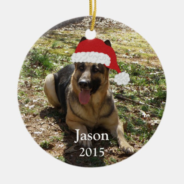 Personalised Christmas German Shepherd Ornament (Front)