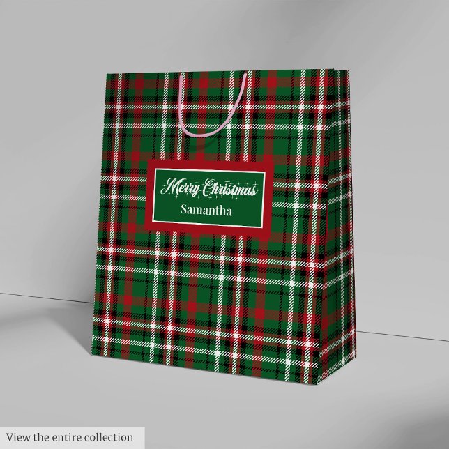 Personalised Christmas Gift Bags Tartan Monogram (Personalized Christmas Gift Bags Tartan Monogram Style)