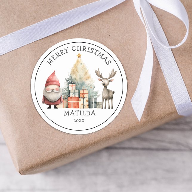 Personalised Christmas Gift Classic Round Sticker (Creator Uploaded)