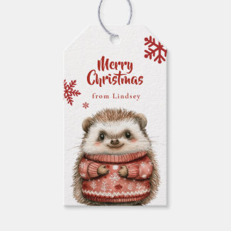 Personalised Christmas Gift Tags with Hedgehog
