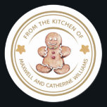 Personalised Christmas Gingerbread Bakery Classic Round Sticker<br><div class="desc">Let your Holiday gifts stand out this year with this lovely Christmas gift sticker. These cute holiday baking stickers are perfect for adding a personal touch to your Christmas gifts! Customise these treat stickers with your names and make a beautiful finishing touch on all of your presents!</div>