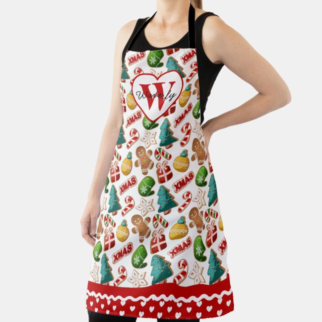 Personalised Christmas Gingerbread Cookies Baking Apron (Insitu)