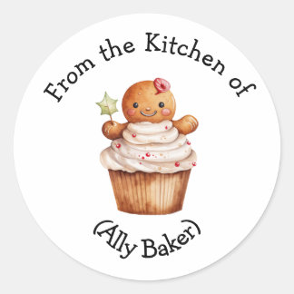 Personalised Christmas Gingerbread Cupcake Favour Classic Round Sticker