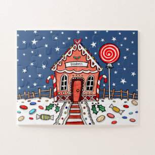 Personalised Christmas Gingerbread House Jigsaw Puzzle