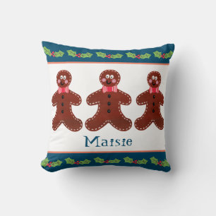 Personalised Christmas Gingerbread Man baby Cushion