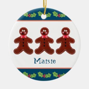 Personalised Christmas Gingerbread Man Ceramic Ornament