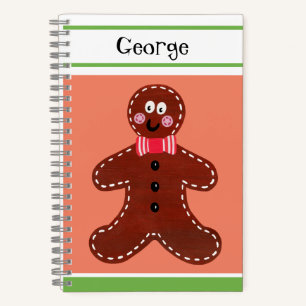 Personalised Christmas Gingerbread Man Notebook