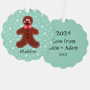 Personalised Christmas Gingerbread Man Tree Decoration Card