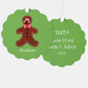 Personalised Christmas Gingerbread Man Tree Decoration Card