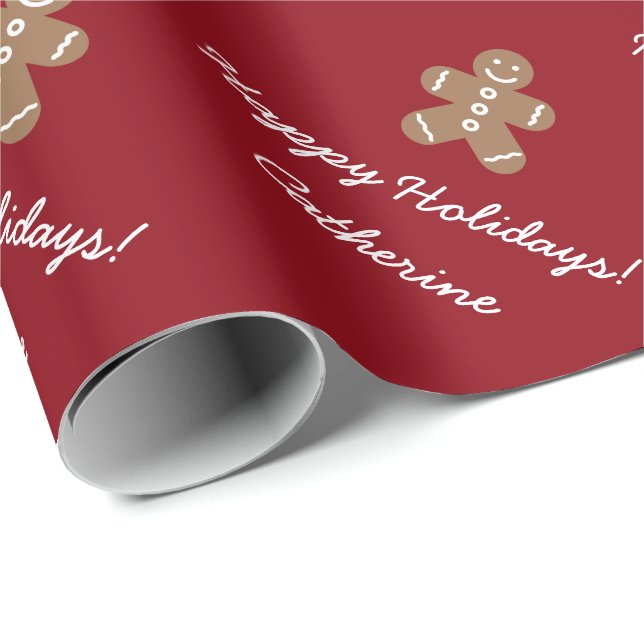 Personalised Christmas gingerbread wrapping paper (Roll Corner)