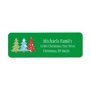 Personalised Christmas Glitter Trees Address Return Address Label