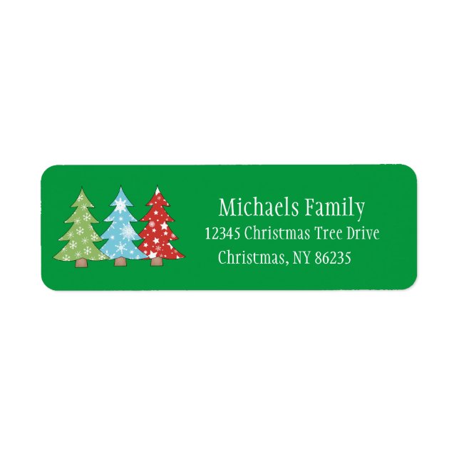 Personalised Christmas Glitter Trees Address Return Address Label (Front)
