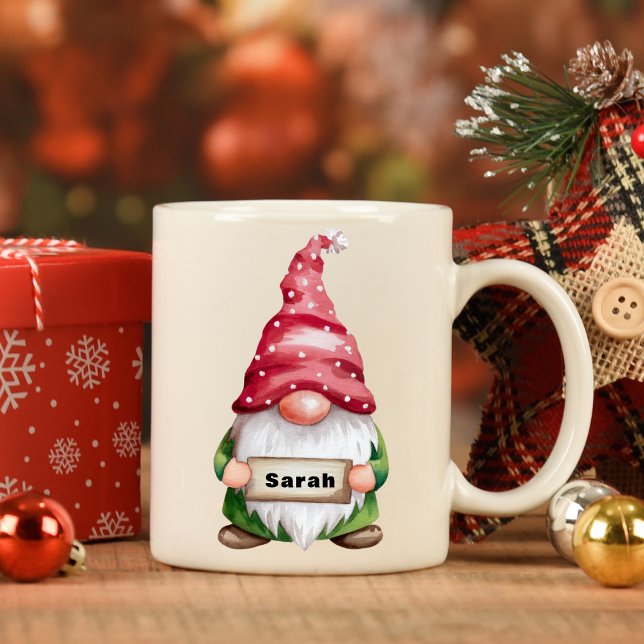 Personalised Christmas Gnome Custom Name Coffee Mug (Personalized Christmas Gnome Custom Name Coffee Mug
)