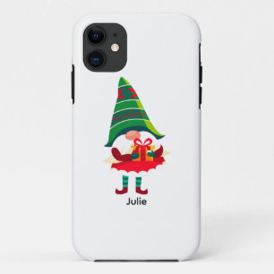 Personalised Christmas Gnome Holding a Gift Box iPhone 11 Case