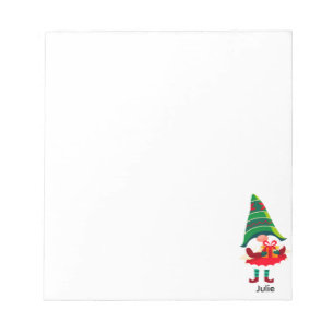 Personalised Christmas Gnome Holding a Gift Box Notepad