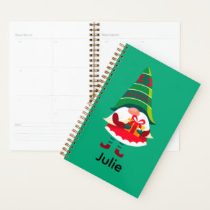 Personalised Christmas Gnome Holding a Gift Box Planner
