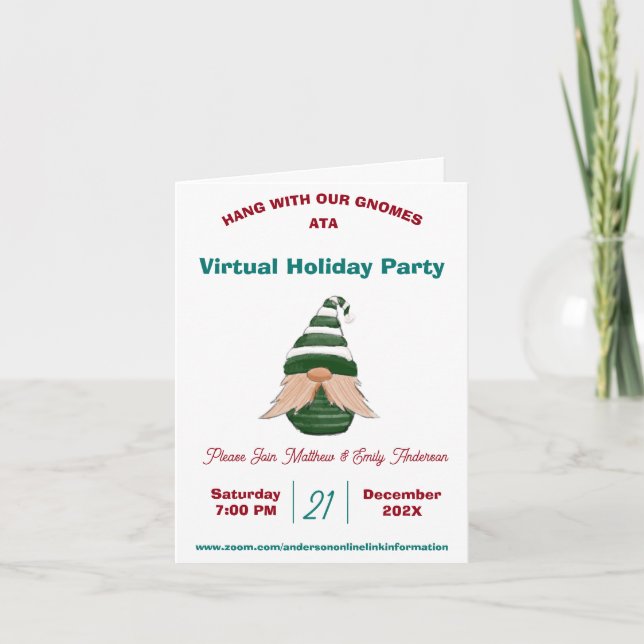 Personalised Christmas Gnome Invitation Card (Front)