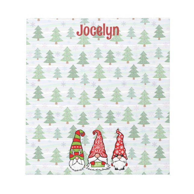 Personalised Christmas Gnome Notepad (Front)
