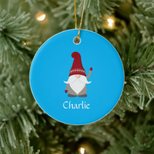 Personalised christmas gnome Ornament,Custom gnome Ceramic Ornament