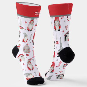 Personalised Christmas Gnome Pattern Socks
