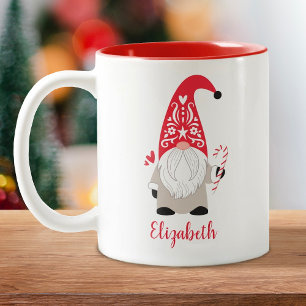 Personalised Christmas Gnome Two-Tone Coffee Mug